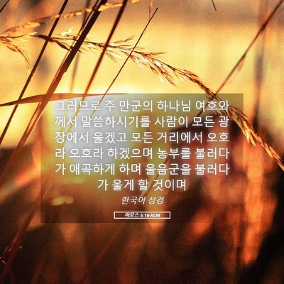 Picture 05 - 아모스 5:16 KOR - 그러므로 주 만군의 하나님 - Bible Verse Picture