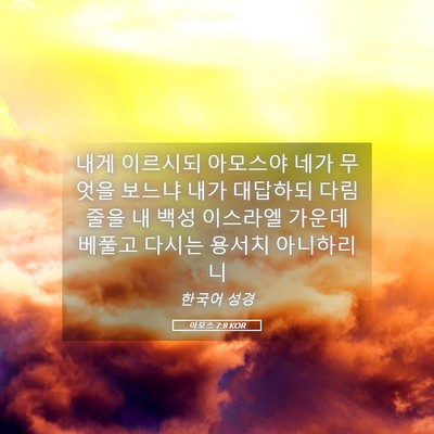 Picture 05 - 아모스 7:8 KOR - 내게 이르시되 아모스야 네가 무엇을 - Bible Verse Picture