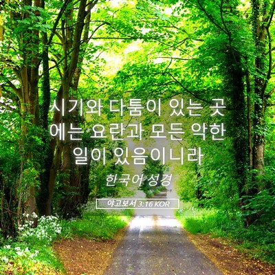 Picture 05 - 야고보서 3:16 KOR - 시기와 다툼이 있는 곳에는 요란과 - Bible Verse Picture