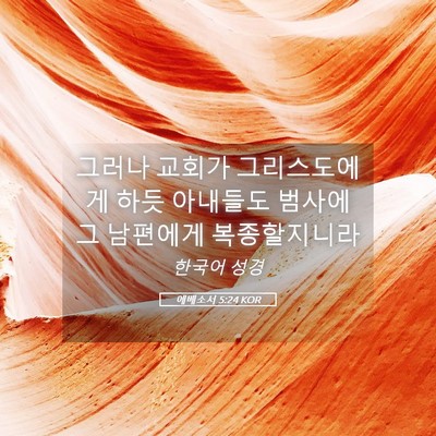 Picture 05 - 에베소서 5:24 KOR - 그러나 교회가 그리스도에게 하듯 - Bible Verse Picture