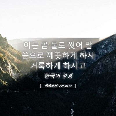 Picture 05 - 에베소서 5:26 KOR - 이는 곧 물로 씻어 말씀으로 - Bible Verse Picture