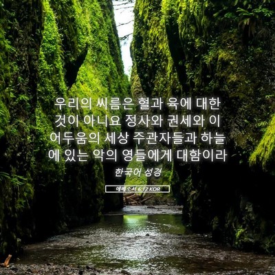 Picture 05 - 에베소서 6:12 KOR - 우리의 씨름은 혈과 육에 대한 것이 - Bible Verse Picture