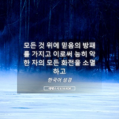 Picture 05 - 에베소서 6:16 KOR - 모든 것 위에 믿음의 방패를 가지고 - Bible Verse Picture