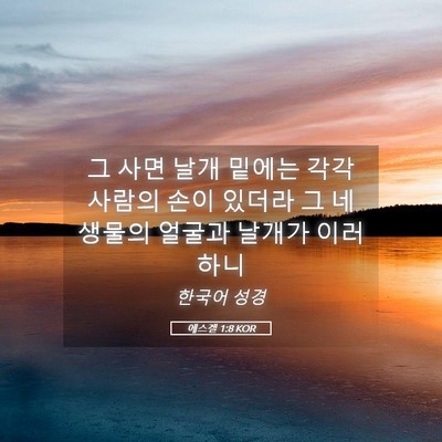 Picture 05 - 에스겔 1:8 KOR - 그 사면 날개 밑에는 각각 사람의 - Bible Verse Picture