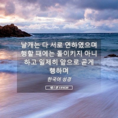 Picture 05 - 에스겔 1:9 KOR - 날개는 다 서로 연하였으며 행할 - Bible Verse Picture