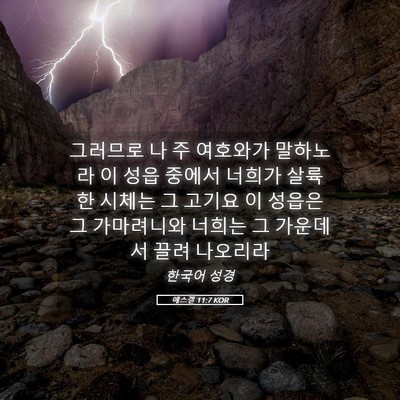 Picture 05 - 에스겔 11:7 KOR - 그러므로 나 주 여호와가 말하노라 - Bible Verse Picture