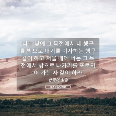 Picture 05 - 에스겔 12:4 KOR - 너는 낮에 그 목전에서 네 행구를 - Bible Verse Picture