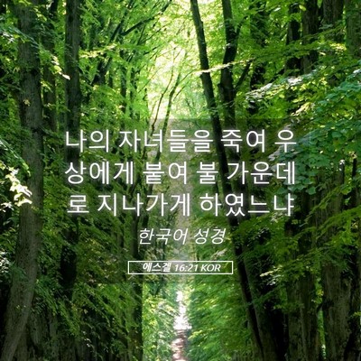 Picture 05 - 에스겔 16:21 KOR - 나의 자녀들을 죽여 우상에게 붙여 - Bible Verse Picture