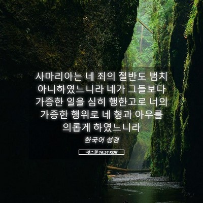 Picture 05 - 에스겔 16:51 KOR - 사마리아는 네 죄의 절반도 범치 - Bible Verse Picture