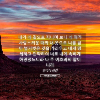 Picture 05 - 에스겔 16:8 KOR - 내가 네 곁으로 지나며 보니 네 때가 - Bible Verse Picture