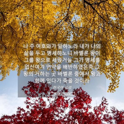 Picture 05 - 에스겔 17:16 KOR - 나 주 여호와가 말하노라 내가 나의 - Bible Verse Picture