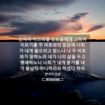 Picture 05 - 에스겔 20:3 KOR - 인자야 이스라엘 장로들에게 고하여 - Bible Verse Picture