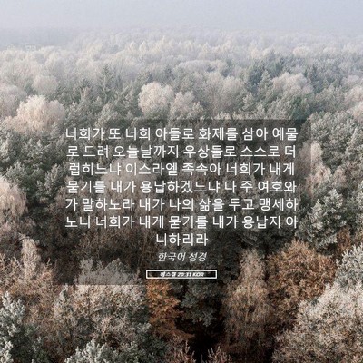 Picture 05 - 에스겔 20:31 KOR - 너희가 또 너희 아들로 화제를 삼아 - Bible Verse Picture