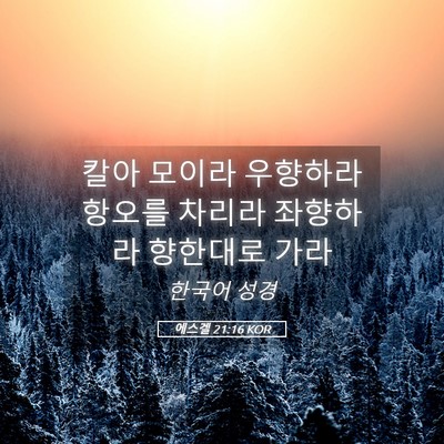 Picture 05 - 에스겔 21:16 KOR - 칼아 모이라 우향하라 항오를 차리라 - Bible Verse Picture