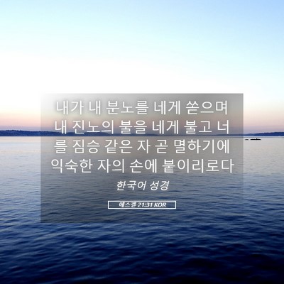 Picture 05 - 에스겔 21:31 KOR - 내가 내 분노를 네게 쏟으며 내 - Bible Verse Picture