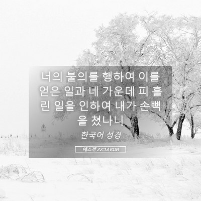 Picture 05 - 에스겔 22:13 KOR - 너의 불의를 행하여 이를 얻은 일과 - Bible Verse Picture