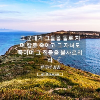 Picture 05 - 에스겔 23:47 KOR - 그 군대가 그들을 돌로 치며 칼로 - Bible Verse Picture