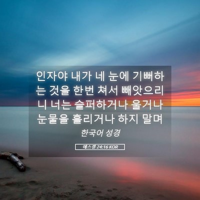 Picture 05 - 에스겔 24:16 KOR - 인자야 내가 네 눈에 기뻐하는 것을 - Bible Verse Picture