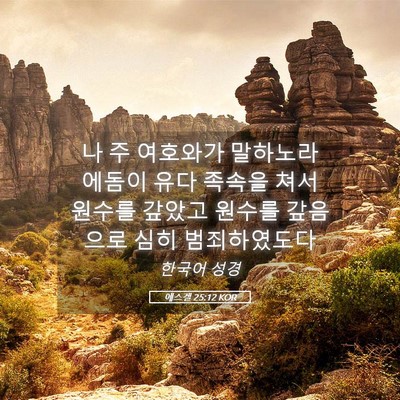 Picture 05 - 에스겔 25:12 KOR - 나 주 여호와가 말하노라 에돔이 - Bible Verse Picture