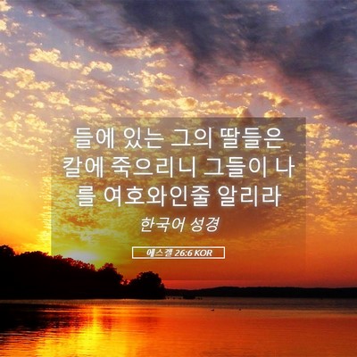 Picture 05 - 에스겔 26:6 KOR - 들에 있는 그의 딸들은 칼에 - Bible Verse Picture