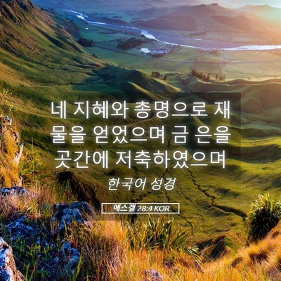 Picture 05 - 에스겔 28:4 KOR - 네 지혜와 총명으로 재물을 얻었으며 - Bible Verse Picture