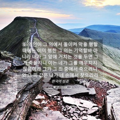 Picture 05 - 에스겔 3:20 KOR - 또 의인이 그 의에서 돌이켜 악을 - Bible Verse Picture