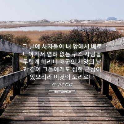 Picture 05 - 에스겔 30:9 KOR - 그 날에 사자들이 내 앞에서 배로 - Bible Verse Picture