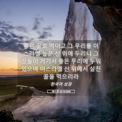 Picture 05 - 에스겔 34:14 KOR - 좋은 꼴로 먹이고 그 우리를 - Bible Verse Picture