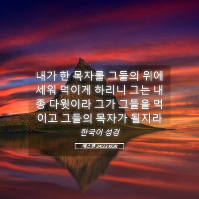 Picture 05 - 에스겔 34:23 KOR - 내가 한 목자를 그들의 위에 세워 - Bible Verse Picture