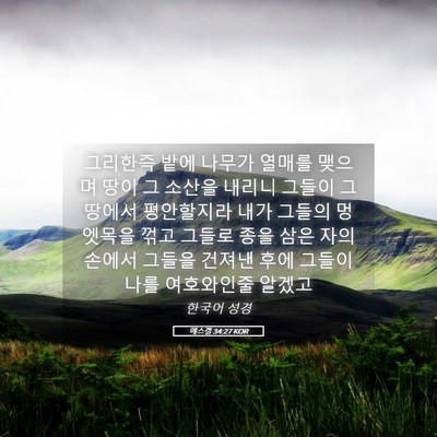 Picture 05 - 에스겔 34:27 KOR - 그리한즉 밭에 나무가 열매를 맺으며 - Bible Verse Picture