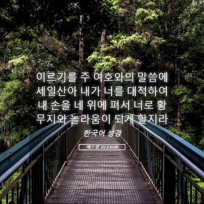 Picture 05 - 에스겔 35:3 KOR - 이르기를 주 여호와의 말씀에 - Bible Verse Picture