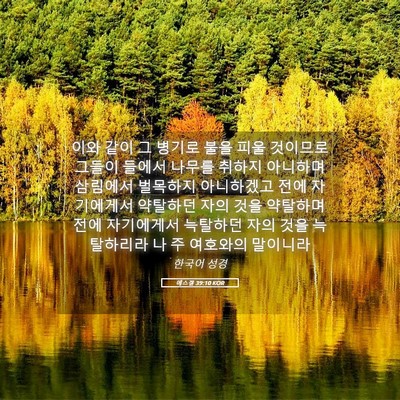 Picture 05 - 에스겔 39:10 KOR - 이와 같이 그 병기로 불을 피울 - Bible Verse Picture