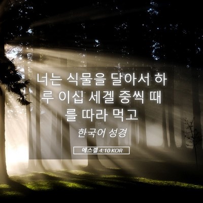 Picture 05 - 에스겔 4:10 KOR - 너는 식물을 달아서 하루 이십 세겔 - Bible Verse Picture