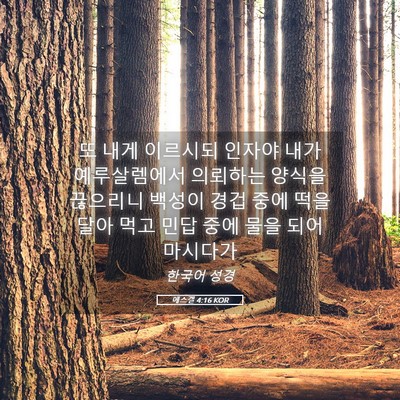 Picture 05 - 에스겔 4:16 KOR - 또 내게 이르시되 인자야 내가 - Bible Verse Picture