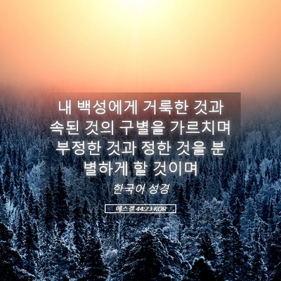 Picture 05 - 에스겔 44:23 KOR - 내 백성에게 거룩한 것과 속된 것의 - Bible Verse Picture