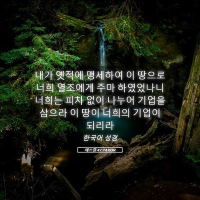 Picture 05 - 에스겔 47:14 KOR - 내가 옛적에 맹세하여 이 땅으로 - Bible Verse Picture