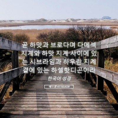 Picture 05 - 에스겔 47:16 KOR - 곧 하맛과 브로다며 다메섹 지계와 - Bible Verse Picture