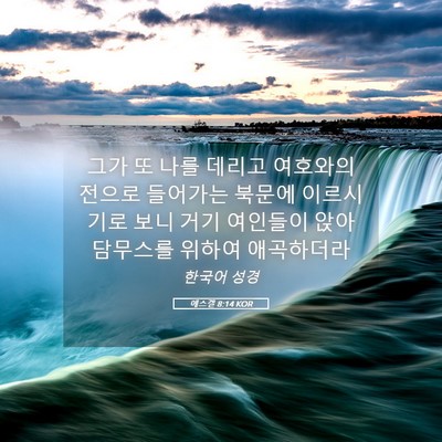 Picture 05 - 에스겔 8:14 KOR - 그가 또 나를 데리고 여호와의 - Bible Verse Picture