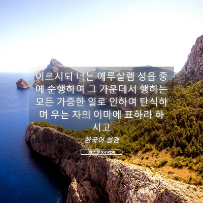 Picture 05 - 에스겔 9:4 KOR - 이르시되 너는 예루살렘 성읍 중에 - Bible Verse Picture