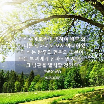 Picture 05 - 에스더 1:17 KOR - 아하수에로왕이 명하여 왕후 - Bible Verse Picture