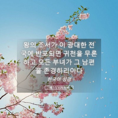 Picture 05 - 에스더 1:20 KOR - 왕의 조서가 이 광대한 전국에 - Bible Verse Picture
