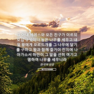Picture 05 - 에스더 5:14 KOR - 그 아내 세레스와 모든 친구가 - Bible Verse Picture