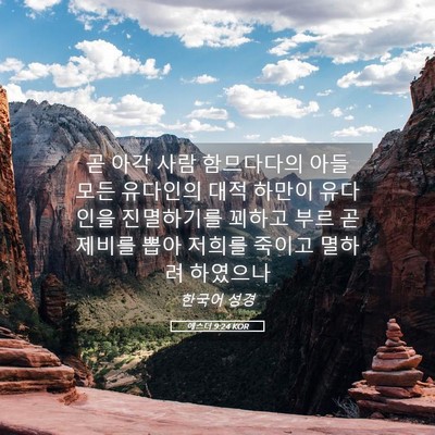Picture 05 - 에스더 9:24 KOR - 곧 아각 사람 함므다다의 아들 모든 - Bible Verse Picture
