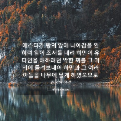 Picture 05 - 에스더 9:25 KOR - 에스더가 왕의 앞에 나아감을 인하여 - Bible Verse Picture