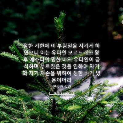 Picture 05 - 에스더 9:31 KOR - 정한 기한에 이 부림일을 지키게 - Bible Verse Picture