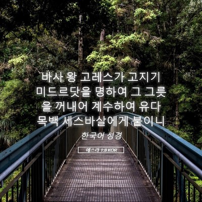 Picture 05 - 에스라 1:8 KOR - 바사 왕 고레스가 고지기 미드르닷을 - Bible Verse Picture