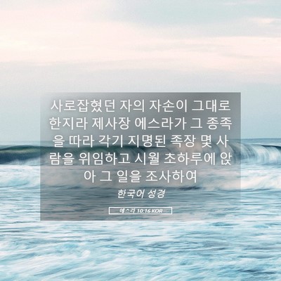 Picture 05 - 에스라 10:16 KOR - 사로잡혔던 자의 자손이 그대로 - Bible Verse Picture