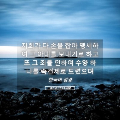 Picture 05 - 에스라 10:19 KOR - 저희가 다 손을 잡아 맹세하여 그 - Bible Verse Picture