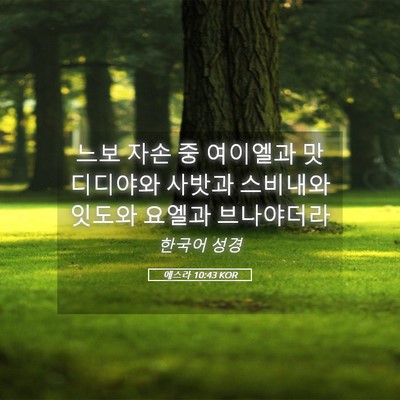 Picture 05 - 에스라 10:43 KOR - 느보 자손 중 여이엘과 맛디디야와 - Bible Verse Picture