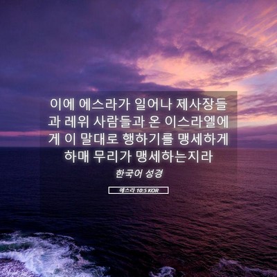 Picture 05 - 에스라 10:5 KOR - 이에 에스라가 일어나 제사장들과 - Bible Verse Picture
